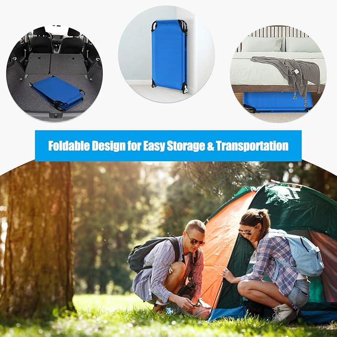 Giantex 2-Pack Folding Camping Cot for Adults, Portable Sleeping Cot Bed with 600D Oxford Fabric, Heavy Duty Frame, 350Lbs Capacity, 1-Step Use, Outdoor Lounge Chair for Sleepover Hiking, Home Office