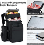 Hanke Backpack Cooler, 40 Cans Soft Leak Proof Picnic Backpack, Portable 2 Insulated Compartments Cooler Backpack Water Resistant for Lunch Beach Travel Camping Picnic Hiking,Black