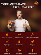 Fire Starter, Easy-Burning Fire Starter Squares for Wood Stoves, Campfires, Grill Pit and Fireplace, Natural & Waterproof BBQ Fire Starters, 64 Mini Square