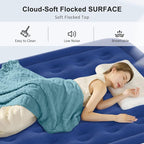 Full Air Mattress with Built-in Pump, 18" Raised Inflatable Bed Blow Up Mattress, Comfort Portable Air Bed for Camping, Home Guests, Travel 650 lbs Max