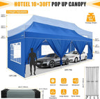 HOTEEL Tents for Parties 10x30 Pop Up Canopy Tent Heavy Duty with 8 Sidewalls, Commercial Party Tent Event Wedding Instant Canopy Waterproof with Carry Bag, UV 50+, Thicked Hexagonal Legs, Blue
