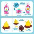Kids Camping Toys Set 50 PCS with Campfire, BBQ Grill, Food Toy and Lantern Kids Camping Gear with Storage Bag for Pretend Play, Outdoor Indoor Learning, Christmas Birthday Gift for Toddlers Ages 3-5