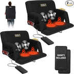 Heated Massage Reclining Stadium Seat, Bleacher Chair with 10000mAh Portable Bank, 6 Reclining Positions for Camping, Games & Sports