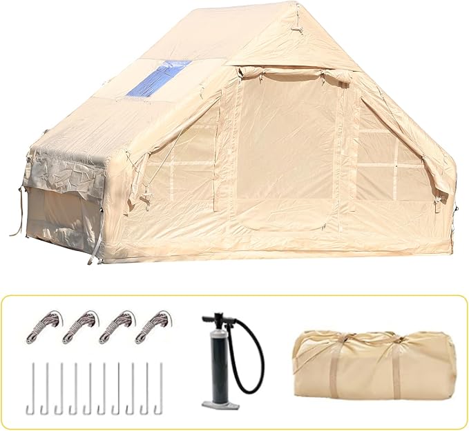 Inflatable Tent for Camping,4/6 Person Blow Up Air Glamping Room Tent House with Stove