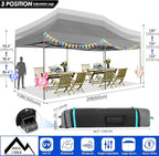 COBIZI 10x20 Canopy with Sidewalls, Heavy Duty Party Tent Pop up Canopy, Tents for Parties, Wedding, Outdoor Easy up Foldable Portable Canopy Tent with Wheeled Bag, Grey(Windproof Upgrade)