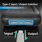 Solar Charger Power Bank 16000mAh Portable 15W Fast Charging Power Bank with QC3.0 USB-C & Dual USB-A Ports for Cell Phones, LED Flashlight, Carabiner, Waterproof Solar Panel for Camping, Outdoor