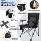Heated Camping Chair with 20,000 mAh Battery, Loog-Lasting for 500 Mins, Fully Padded Heated Camp Chairs, Heavy Duty Folding Chairs Supports 500 lbs for Winter Camping, Picnics, Tailgating, RV Travel