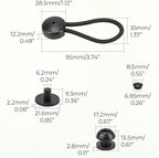 10pcs Black Bungee Shock Cord Clip with Knobs, Pull Tie Down Tarp Canvas Knobs, Heavy Duty Elastic Cord Fastener Clips for Camping Tents Cargo Pool Tarps Canopy Boat Marine Truck RV Trailer Accessory