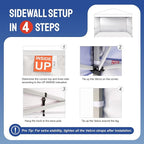 CROWN SHADES 12x12 Canopy Sidewalls (4pck) - Side Walls 12x12, Sidewalls for Canopy - Canopy Cover, Tent Accessories, White