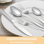 40 Piece Silverware Set Service for 8,Premium Stainless Steel Flatware Set,Mirror Polished Cutlery Utensil Set,Durable Home Kitchen Eating Tableware Set,Include Fork Knife Spoon Set,Dishwasher Safe