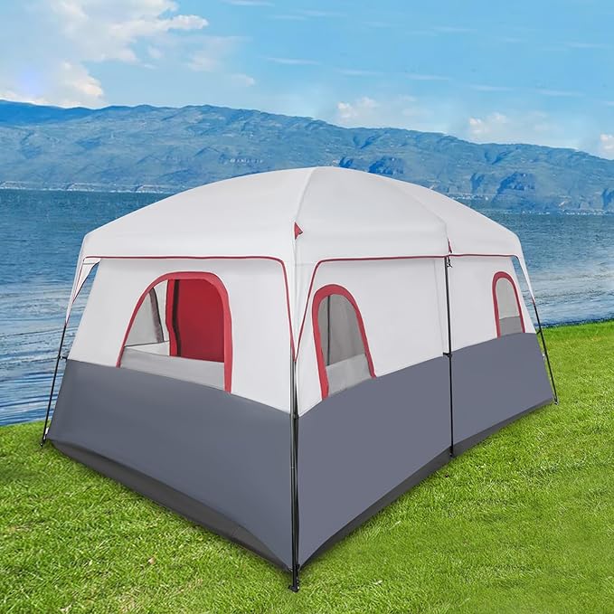 8-12 Person Outdoor Camping Tent 2 Room, Portable Cabin Huge Tent with Carrying Bag & Weatherproof Instant, Large Multi Room Family Tents for Camping, Picnics, Backpacking Hiking Car Traveling