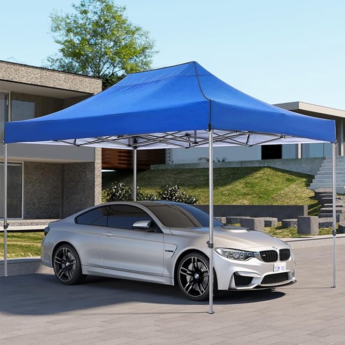 COBIZI 10x15 FT Heavy Duty Pop up Canopy Tent with 4 sidewalls Commercial Outdoor Canopy Wedding Party Tents for Wedding All Season Wind & Waterproof Gazebo with Carry Bag, Blue(Frame Thickened)