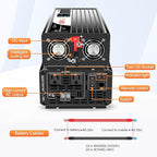 2000W (Peak Power 4000W) DC 12v to 120V AC 60HZ Pure sine Wave Solar Inverter for Home RV &Camping (DC12V (Range 10V-15V)