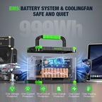 Portable Power Station 999Wh Solar Generator 1000W, 110V Pure Sine Wave AC Outlet, 60W USB-C PD Fast Charging, 10 Ports for Home Backup, Outdoor Camping, RV Travel, Emergency (2000W Surge)