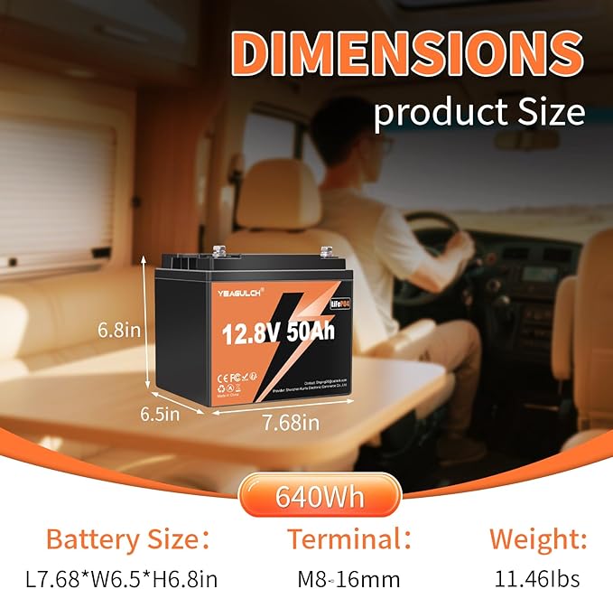 12V 50Ah LiFePO4 Lithium Battery for Trolling Motor, 50A BMS 4000+ Deep Cycle Output Power 640W Lithium Iron Phosphate Battery Perfect for RV Fish Finder Marine
