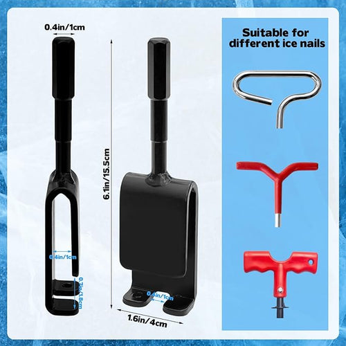 2 PCS Universal Ice Anchor Tools, Heavy Duty Ice Fishing Anchor Power Drill Adapter, Ice House Anchors for Ice Insert Sewing, Durable Metal Winter Ice Fishing Accessories for Ice Shanty Tent Setup