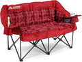 Double Camping Chairs Padded Loveseat Chair for 2 Person - Heavy Duty Oversized Camping Couch for Adults Outdoor Lawn Beach - Portable Folding Sofa with Cup Holders and Carry Bag, Red