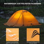 BISINNA 4 Season Tent for Backpacking Winter Tents 2 Person Lightweight Cold Weather Tents Waterproof Double Layer All Season Tent Aluminum Alloy Poles Easy Set Up for Camping, Hiking, Outdoor