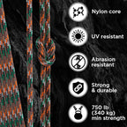 TECEUM 5/32" Paracord Rope 1000 – 1000ft / 200ft / 100ft / 50ft – Tactical Parachute Cord 4mm – 45+ Colors – Nylon String for Survival & Camping Gear – Stripe Cord for Survival – Utility Rope