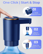 Water Jug Pump for 5 Gallon Bottle – Portable Electric USB-C Charging Dispenser, Dual Powerful Motors, Fast Flow, Fits 2-5 Gallon Jugs – Ideal for Home, Office, Camping, RV, Blue