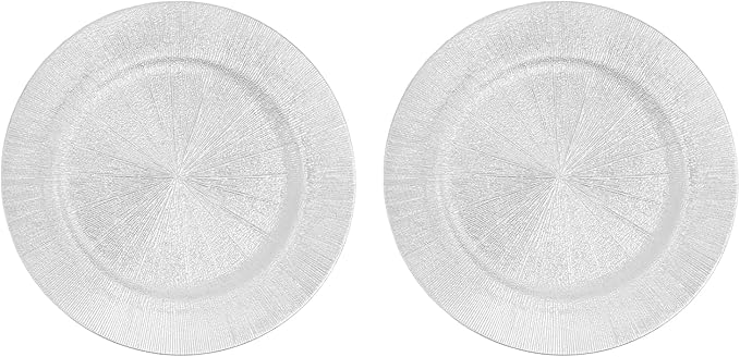 100 PCS Charger Plates Bulk, 13 Inch Decorative Round Dinner Plates, Plastic Dinner Chargers Bulk Serving Plate for Birthday Parties, Holidays, Weddings (Silver)