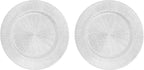 100 PCS Charger Plates Bulk, 13 Inch Decorative Round Dinner Plates, Plastic Dinner Chargers Bulk Serving Plate for Birthday Parties, Holidays, Weddings (Silver)