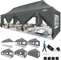 COBIZI Canopy Tent 10x30 Pop Up Canopy with 8 Removable Sidewalls Party Tents for Parties Wedding Patio Commercial Waterproof and UV50+ Ez Outdoor Instant Gazebo with Roller Bag & 4 Sandbags(Grey