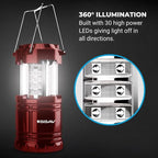 2 Pack LED Camping Lantern, LED Lanterns, Suitable Survival Kits for Hurricane, Emergency Light for Storm, Outages, Outdoor Portable Lanterns, Red, Collapsible | Batteries Included