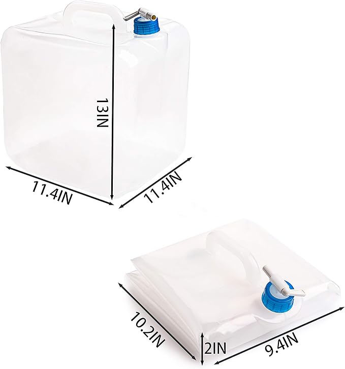 Cedilis 2 Pack 5.3 Gallon Collapsible Water Container with Spigot, Food Safe Water Storage Jug, BPA-Free Camping Water Storage Jug Canteen for Outdoor Hiking and Emergency, Portable, Foldable | 2 Pack, with Spigot, Food Safe, BPA-Free, Canteen