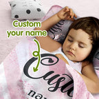 Custom Toddler Nap Mat for Preschool, Personalized Name Kids Sleeping Bag with Watercolor Elephant for Daycare, Roll Up Sleeping Mat with Removable Pillow and Soft Dot Minky Blanke for Girls Camping