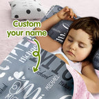 Personalized Toddler Nap Mat for Preschool, Custom Name Kids Sleeping Bag for Daycare, Kindergarten Roll Up Sleeping Mat with Removable Pillow and Soft Blanket, Fun Themes for Boys & Girls