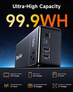 Portable Power Station with AC Outlet Power Bank for Camping Essentials Small Electric Mini Generator Large Lithium Battery Plug in Output 60W Type-C Laptop Home Backup Outdoor Emergency 99.9Wh, Black