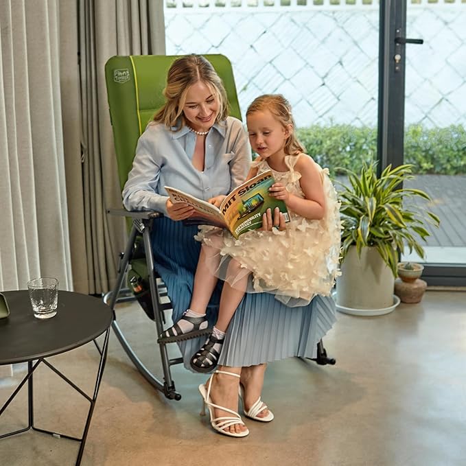 TIMBER RIDGE Oversized Folding Rocking Camping Chair, Padded Outdoor Rocker with High Back, Portable Outdoor Chair for Patio, Garden, Lawn, Supports up to 400 lbs, Green, 2 Pack