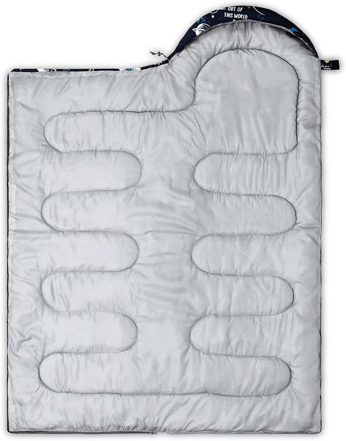 Kids Sleeping Bag for Boys Girls,Rocket Moon Print-Lightweight Warm Portable Outdoor Indoor-Waterproof Cold Weather Resistant Sleeping Bag for Camping Hiking