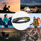 ALFU 3PCS Rechargeable LED Headlamp with All Perspectives Induction 230° Illumination,Wide-Beam 350 Lumen Super Bright, 5 Light Modes,Weatherproof Sensor Camping Headlamps,for Hiking Cycling Fishing