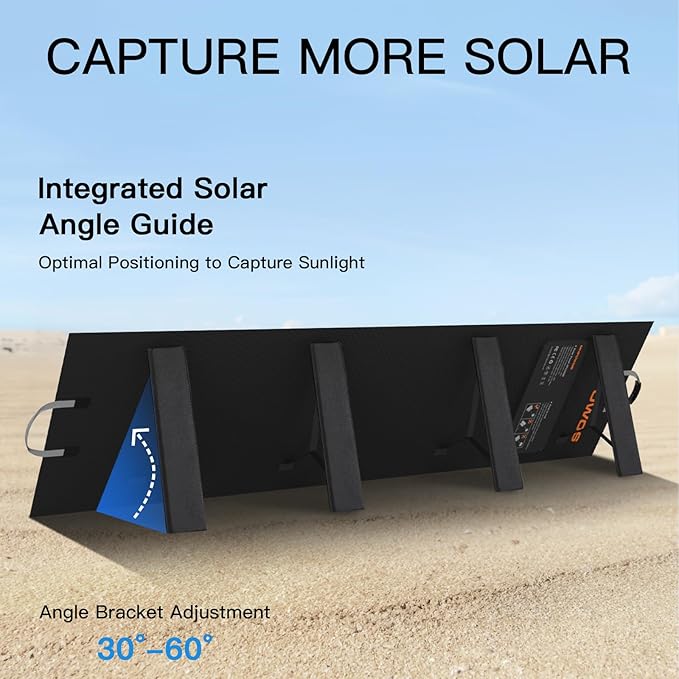Portable Solar Panel 220W 40V Monocrystalline Foldable Solar Panels Charger Power Backup, IP67 Waterproof Durable for Power Station RV Camping Off Grid Fishing