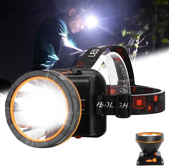 Aikertec Rechargeable Headlamp,High Lumen Super Bright Headlamp Flashlight, 2 Mode, Waterproof, USB LED Headlamp Battery Powered for Outdoor Camping, Fishing, Hunting, Running