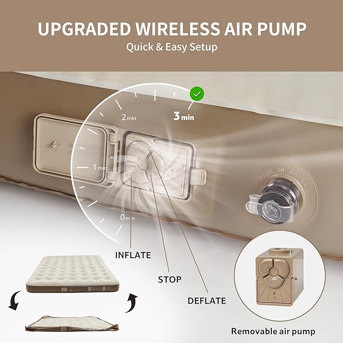 Naturehike California King Air Mattresses with Rechargeable Built-in Pump, Inflatable Mattress, Portable Blow up Mattress, Air Bed for Home, Camping, Guest