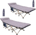Nice C Camping Cots with Cushion, Camping Cots with Mattress, for Adults, Folding Cot, with Pillow, Carry Bag & Storage Pocket, Extra Wide Sturdy, Holds Up to 500 Lbs (2, Mattress Grey)