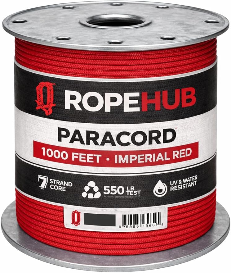 RopeHub 550 Paracord – 7 Strand Core Nylon Parachute Cord, 550 lb Test – Durable Utility Cord for Camping, Survival, DIY, Gear, Tents, Tarps – Multiple Colors & Lengths