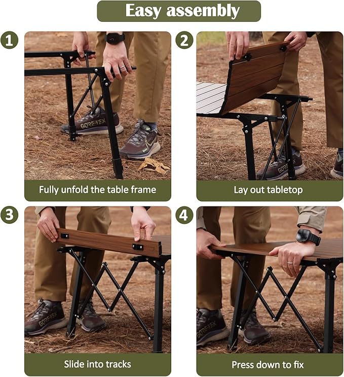 Folding Camping Table Aluminum Heavy Duty Adjustable Height Foldable Table 4FT, Max Loads UP 110LBS, Lightweight Portable with Carry Bag for Car Travel, Indoor & Outdoor Picnic BBQ Backyards Beach