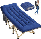 Folding Camping Cot for Sleeping, Portable Cots for Adults, Heavy Duty Cot Bed 550LBS(Max Load), Extra Wider Cots with Large Pocket for Outdoor, Office, Beach