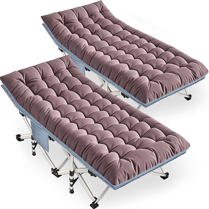 Oversize Camping Cot 2 Pack XXL Camping Bed with Comfortable Mattress Extra Large Sleeping cots for Adults Portable Cots Include Carry Bag for Adults Easy to Set Up Cots Indoor Outdoor Office Nap