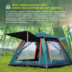 Tent for Family 5-6 Person Camping Tents Double Layer Tent with Porch Shade, Sun Protection,Pop Up Tent with Advanced Ventilation,Outdoor Garden Use, Green