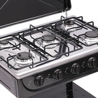 5 Burners Gas Stove Propane Burner Stove Outdoor Gas Grill with Support Leg & Wind Shield Portable Camping Stove Stand Patio Natural gas stove for RV BBQ Apartment | US STOCK (Black)