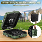OGERY 2-Burner Foldable Camping Stove with Griddle (Textured & Smooth) and Carrying Bag, Portable Propane Camp Stove with 2 Adjustable Burners & Piezo Ignition, for Camping Tailgating Essentials Gear