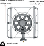 Stainless Steel Burner Propane Stove, 200,000BTU High Pressure Outdoor Propane Burner Cooker, 15.5"Heavy Duty Gas Burners for Outdoor Cooking For Turkey Fry, Seafood Boil, Homebrewing （SS1250）