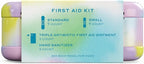 Welly Quick Fix Colorwash, On The Go First Aid Kit, Assorted Bandages, Ointments, and Hand Sanitizer, Tie Dye Patterns, 2 Pack