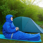 Macarrie Wearable Sleeping Bag with Dual Hoodie,Longsleeves,Pockets and Adjustable Drawstring，Ideal for Camping, Cold Weather Hiking, Blanket,Shelter