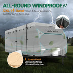 Umbrauto RV Cover Fits 20-22ft Travel Trailer: Lightweight, Waterproof Camper Cover for Toy Hauler, Winter Campsite, with Gutter Covers, Tongne Jack Covers, Windproof Straps